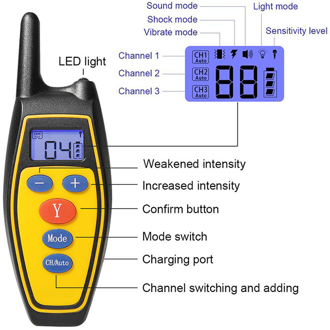 2 in 1 Dog Training Collar Automatic Anti Bark Control with Remote Rechargeable and Rainproof for 2 dogs