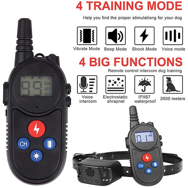 dog training collar with walkie talkie Remote Control Distance Up to 3280Ft for 3 dogs