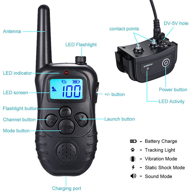 Dog Training Collar with Wireless Remote WaterProof&Rechargeable