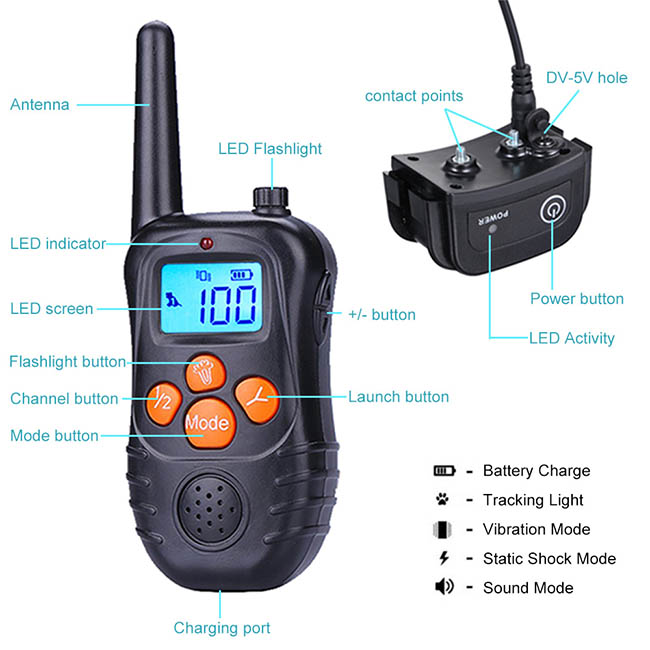 Dog Training Collar with Wireless Remote WaterProof&Rechargeable