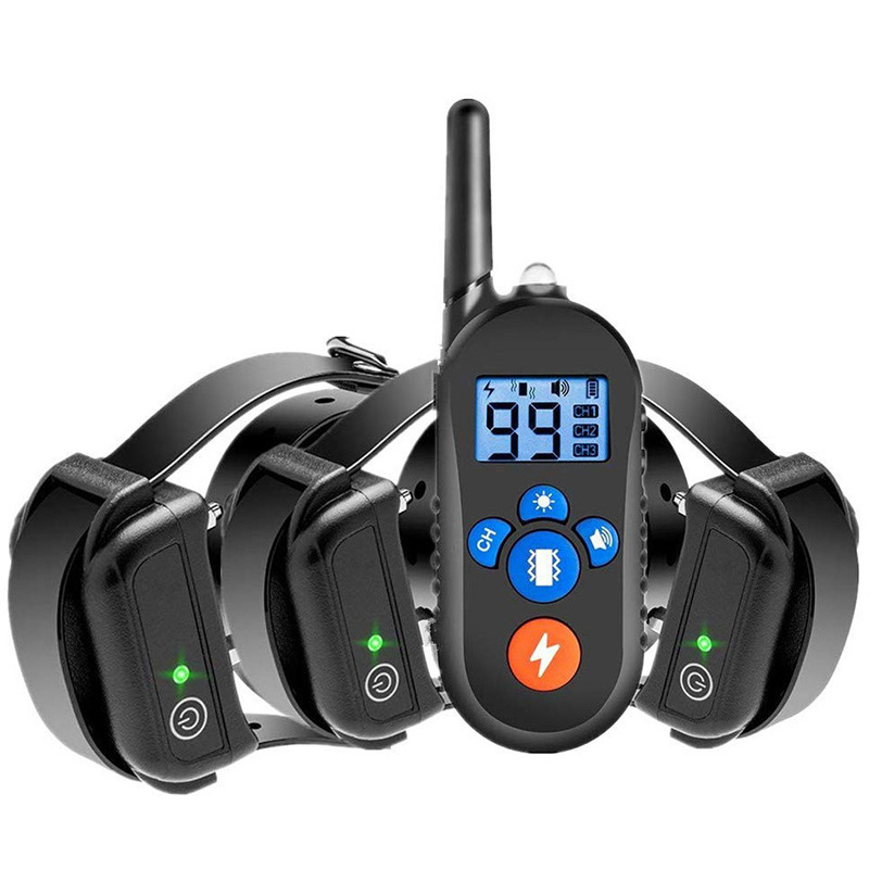 Waterproof and rechargeable dog training collar for 3 dogs