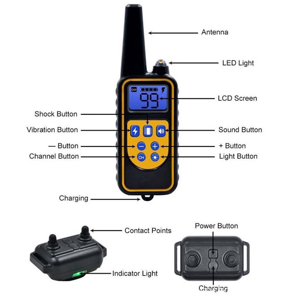 Dog Training Collar with 800 yards Wireless Remote WaterProof&Rechargeable for 2 dogs